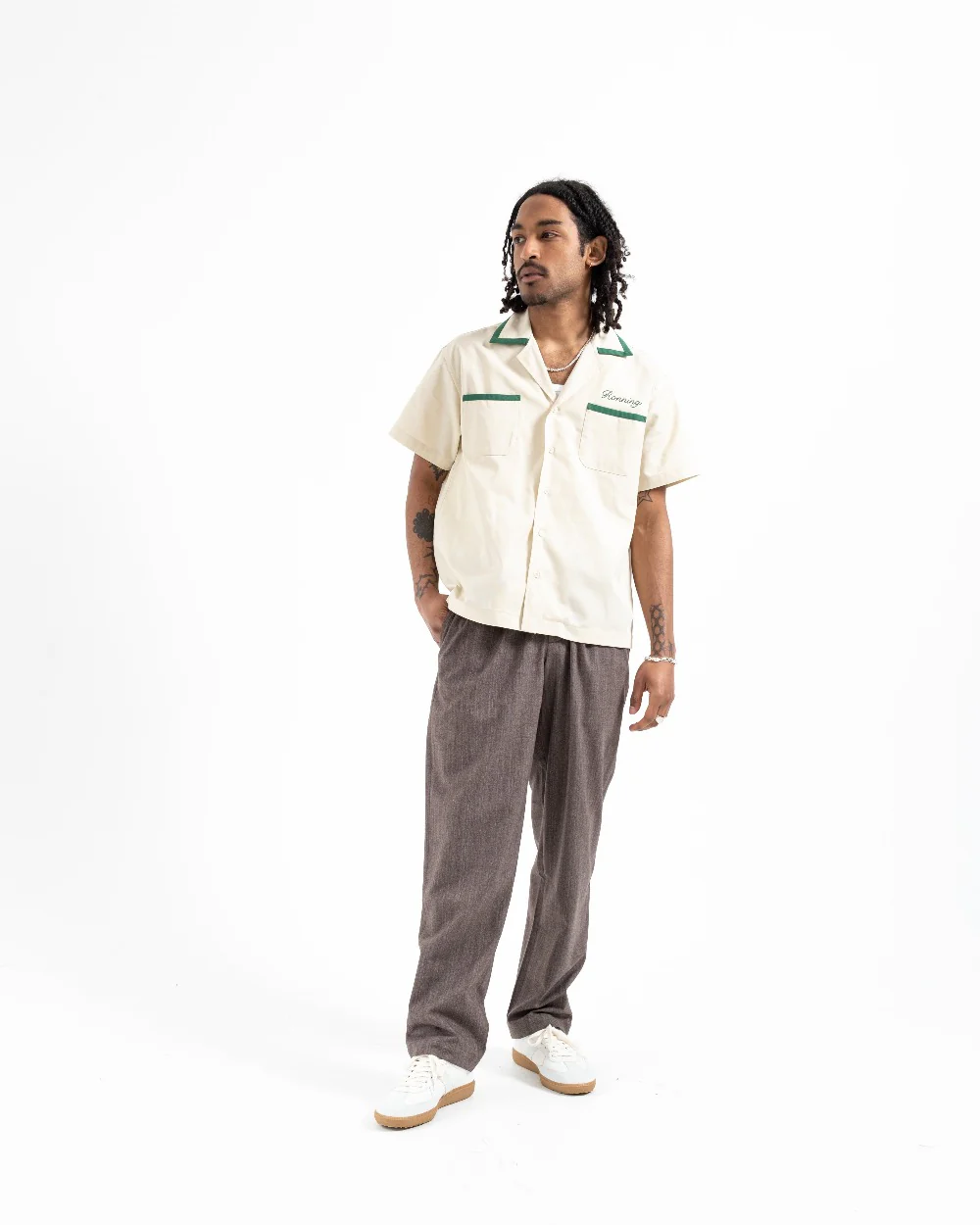 Bowling Shirt - Stone / Forest - Image 4