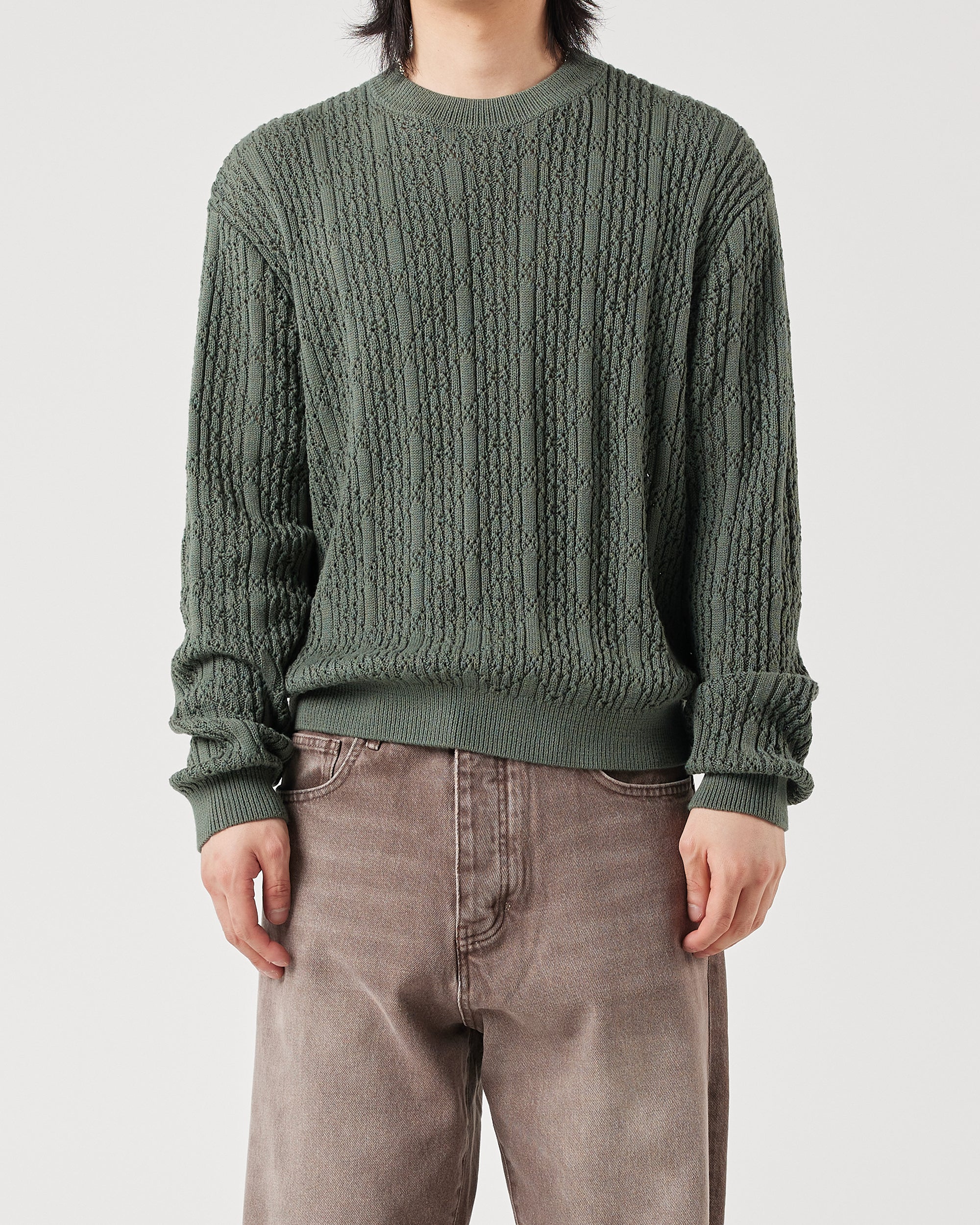 Diamond Knit Crewneck - Sage Green - Image 3