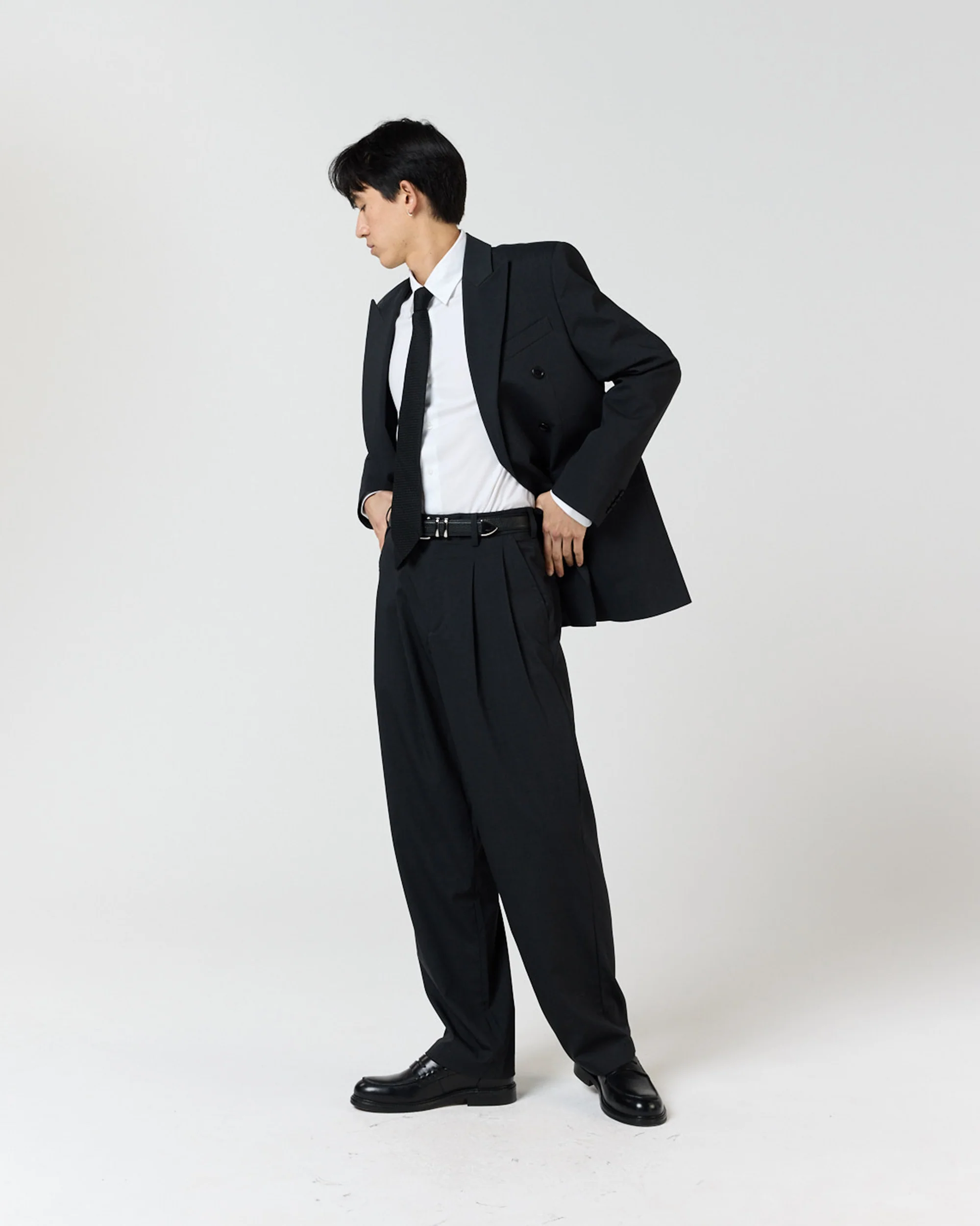 Double Breasted Suit Jacket - Black - Image 4