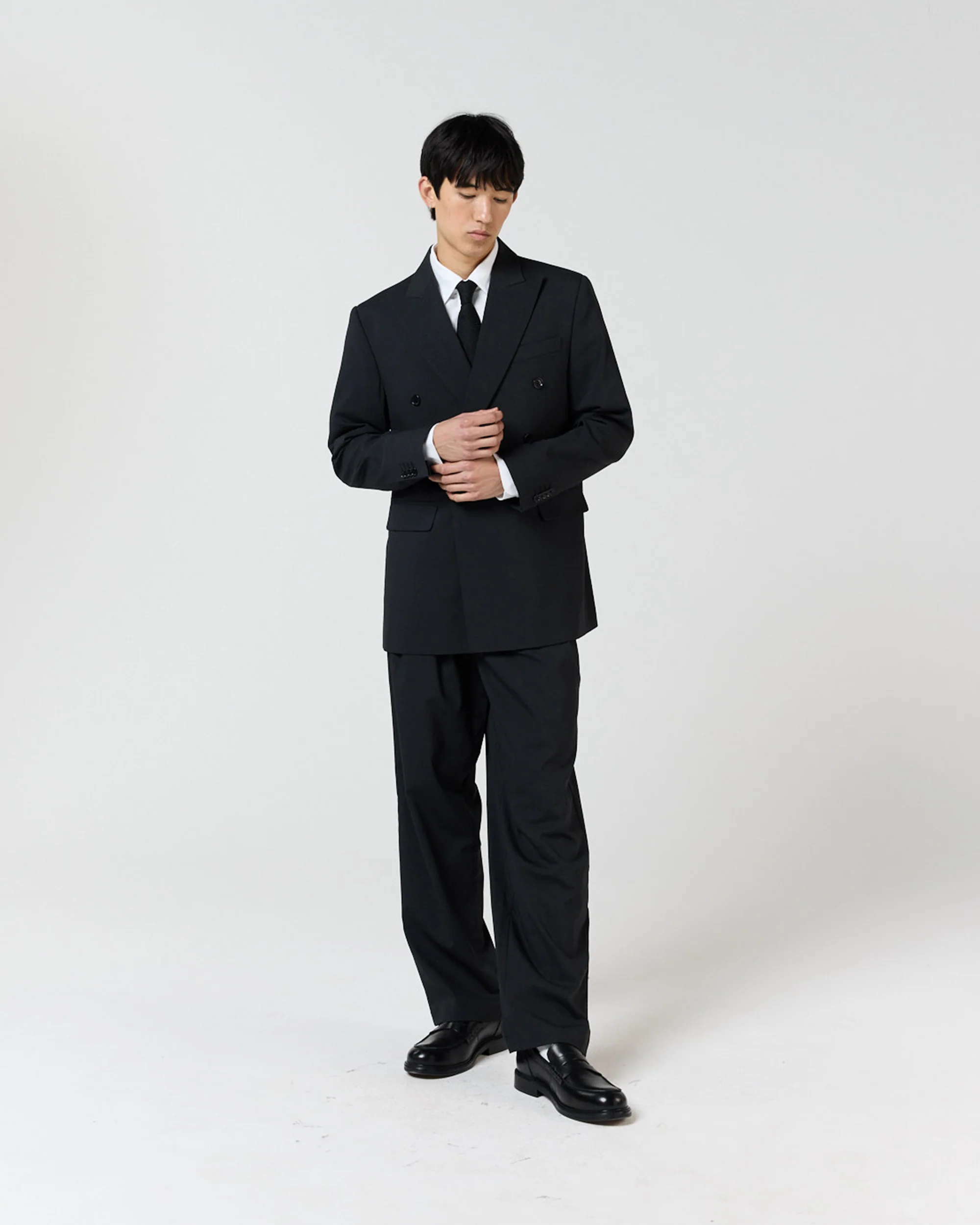 Double Breasted Suit Jacket - Black - Image 6