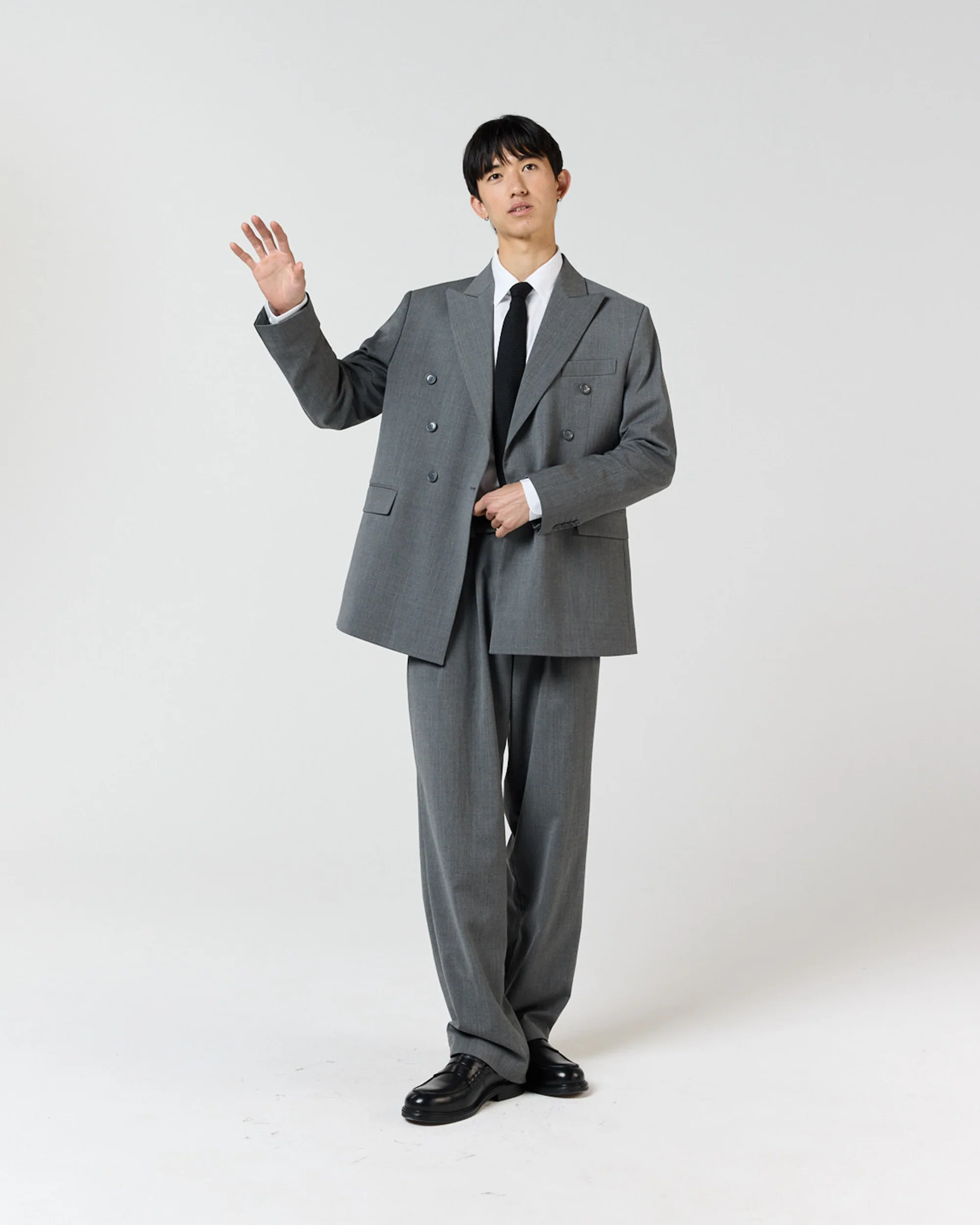 Double Breasted Suit Jacket - Charcoal Grey - Image 4