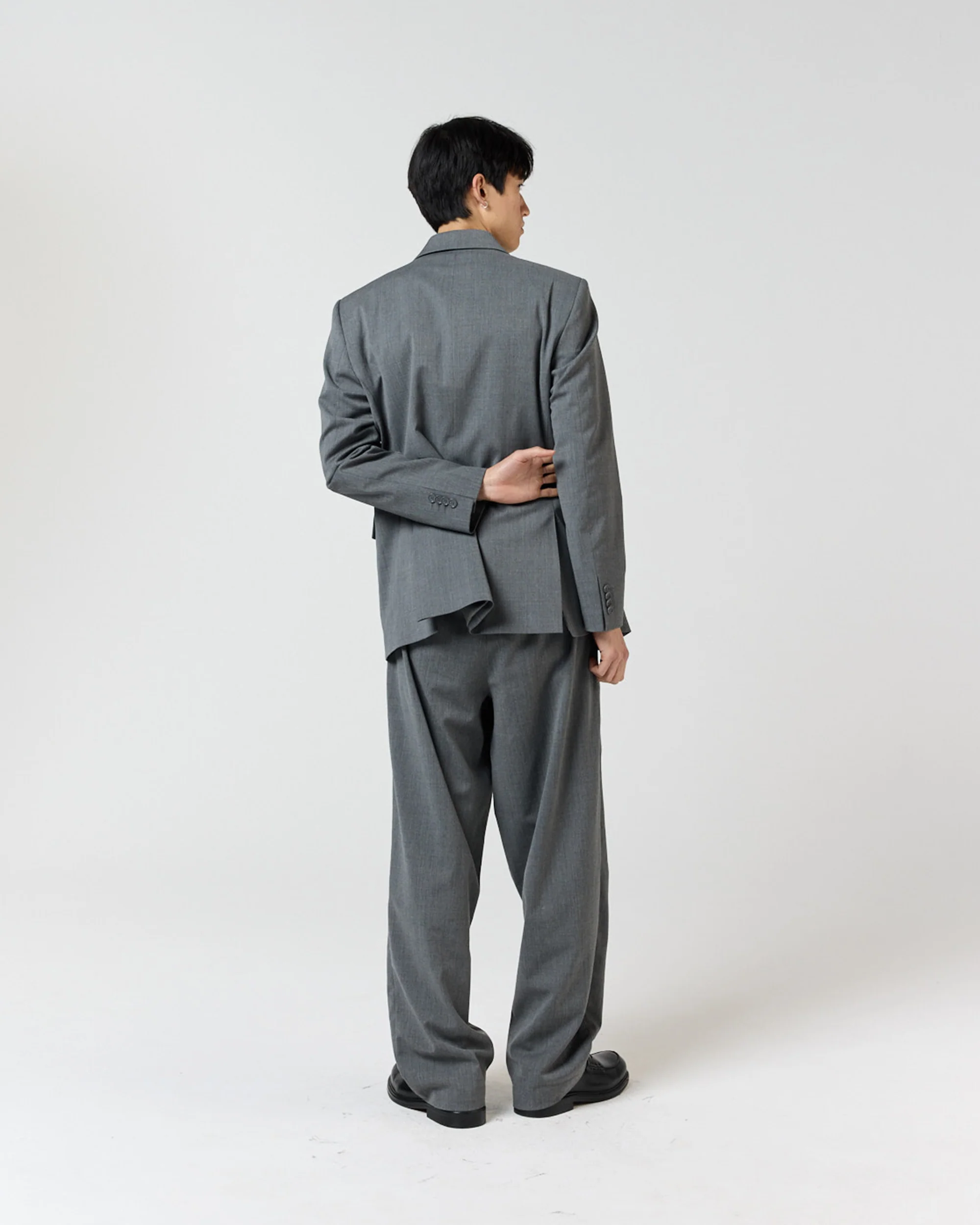 Double Breasted Suit Jacket - Charcoal Grey - Image 5