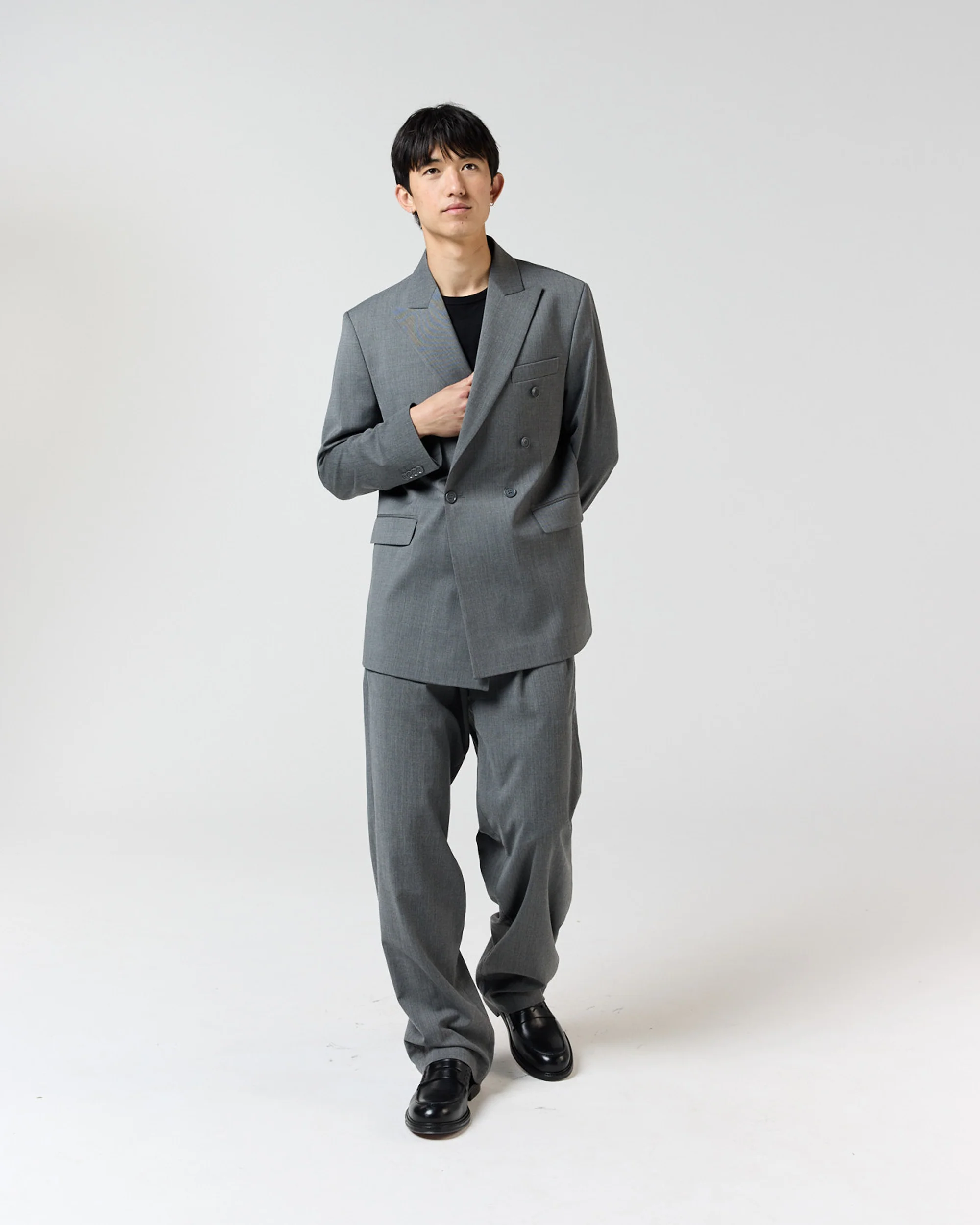 Double Breasted Suit Jacket - Charcoal Grey - Image 6