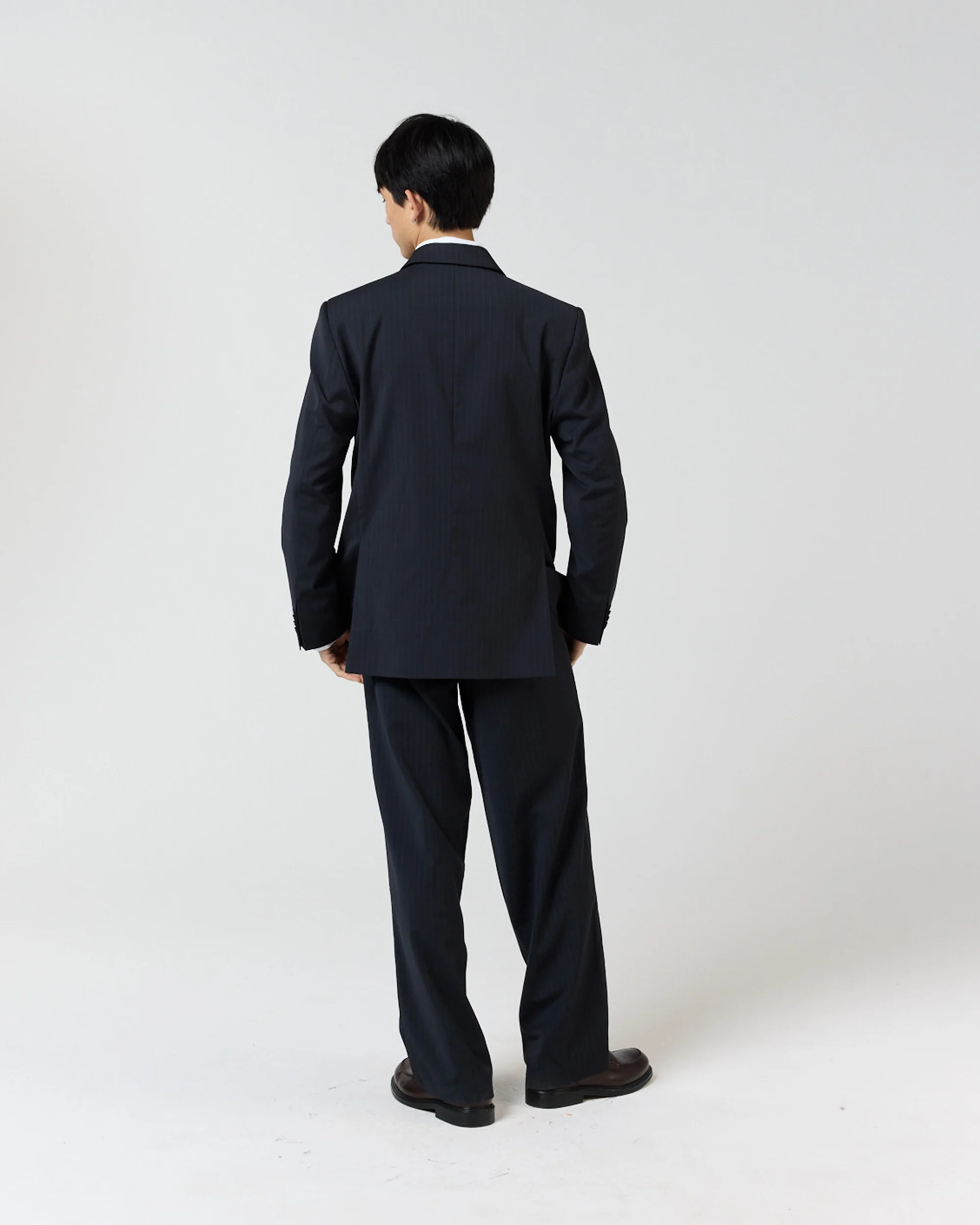 Double Breasted Suit Jacket - Navy Pinstripe - Image 5