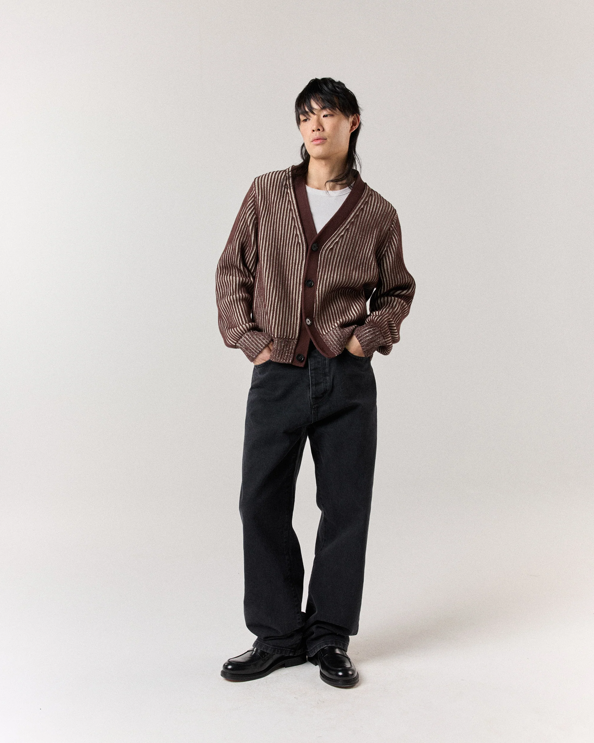 Fisherman Cardigan - Mocha/Stone - Image 3
