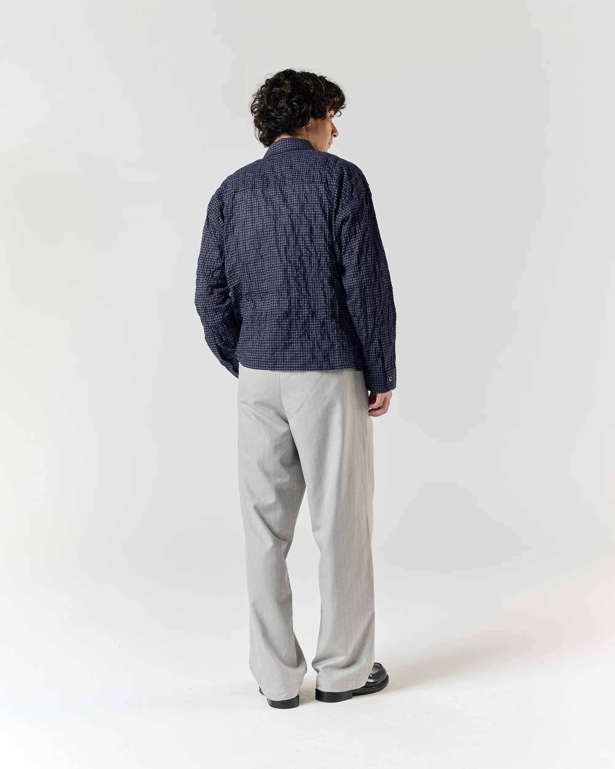 Japanese Shirt - Navy Grid - Image 4