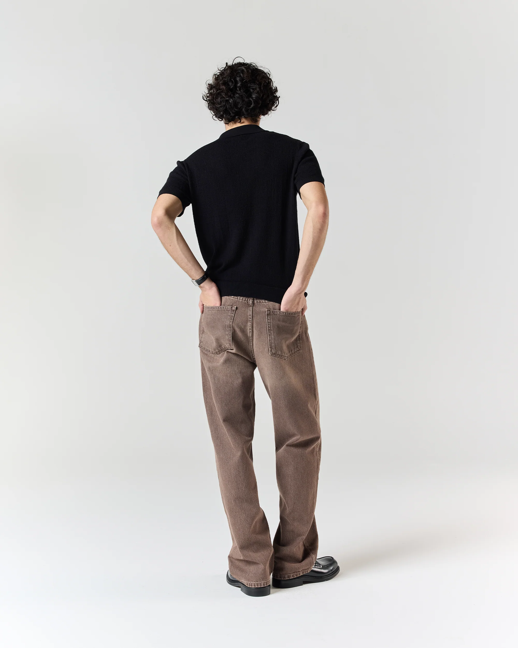 Textured Polo Shirt - Black - Image 4