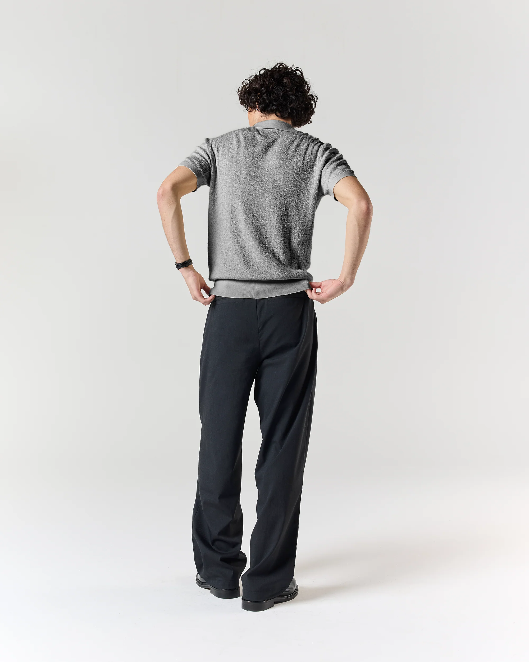 Textured Polo Shirt - Grey - Image 4