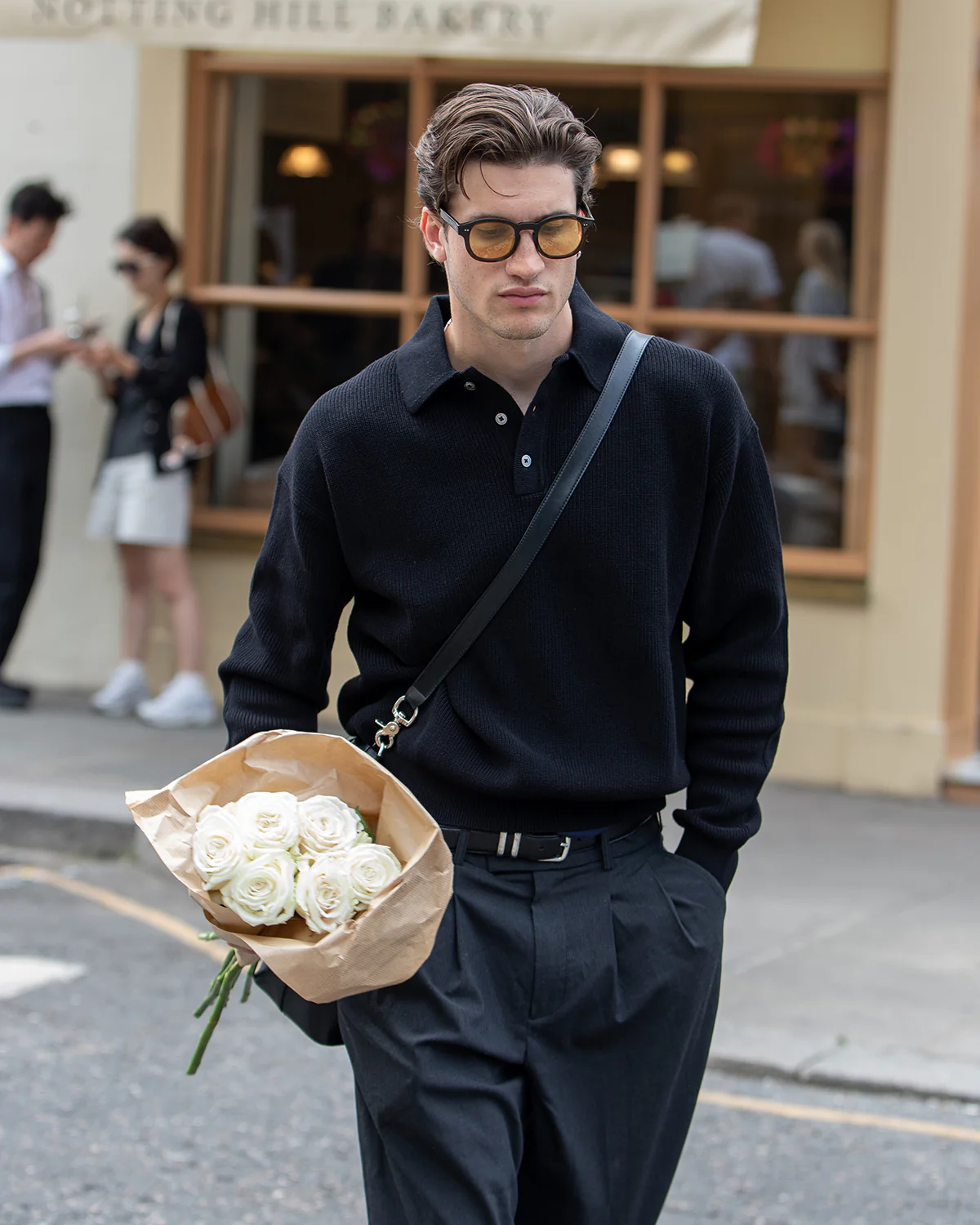 Knit Polo Sweater - Black - Image 5