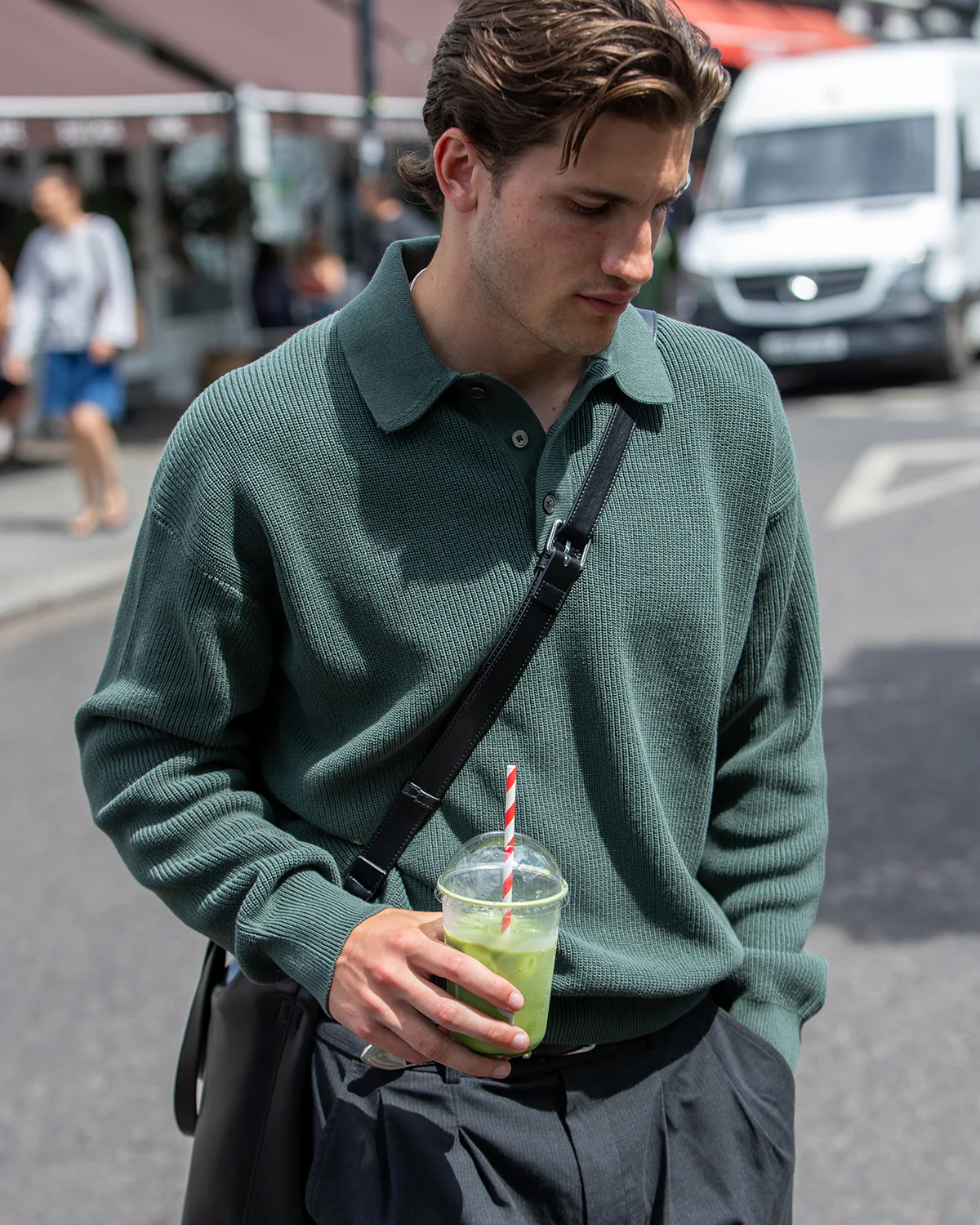 Knit Polo Sweater - Sage Green - Image 5