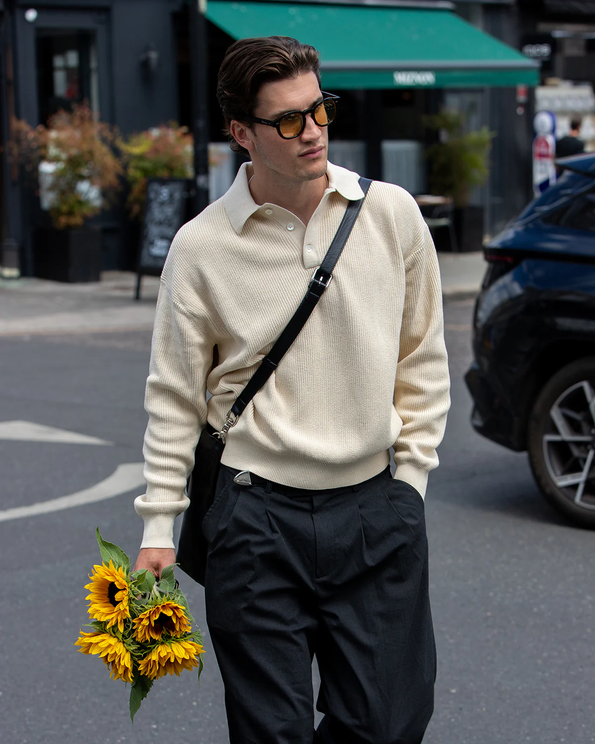 Knit Polo Sweater - Stone - Image 5