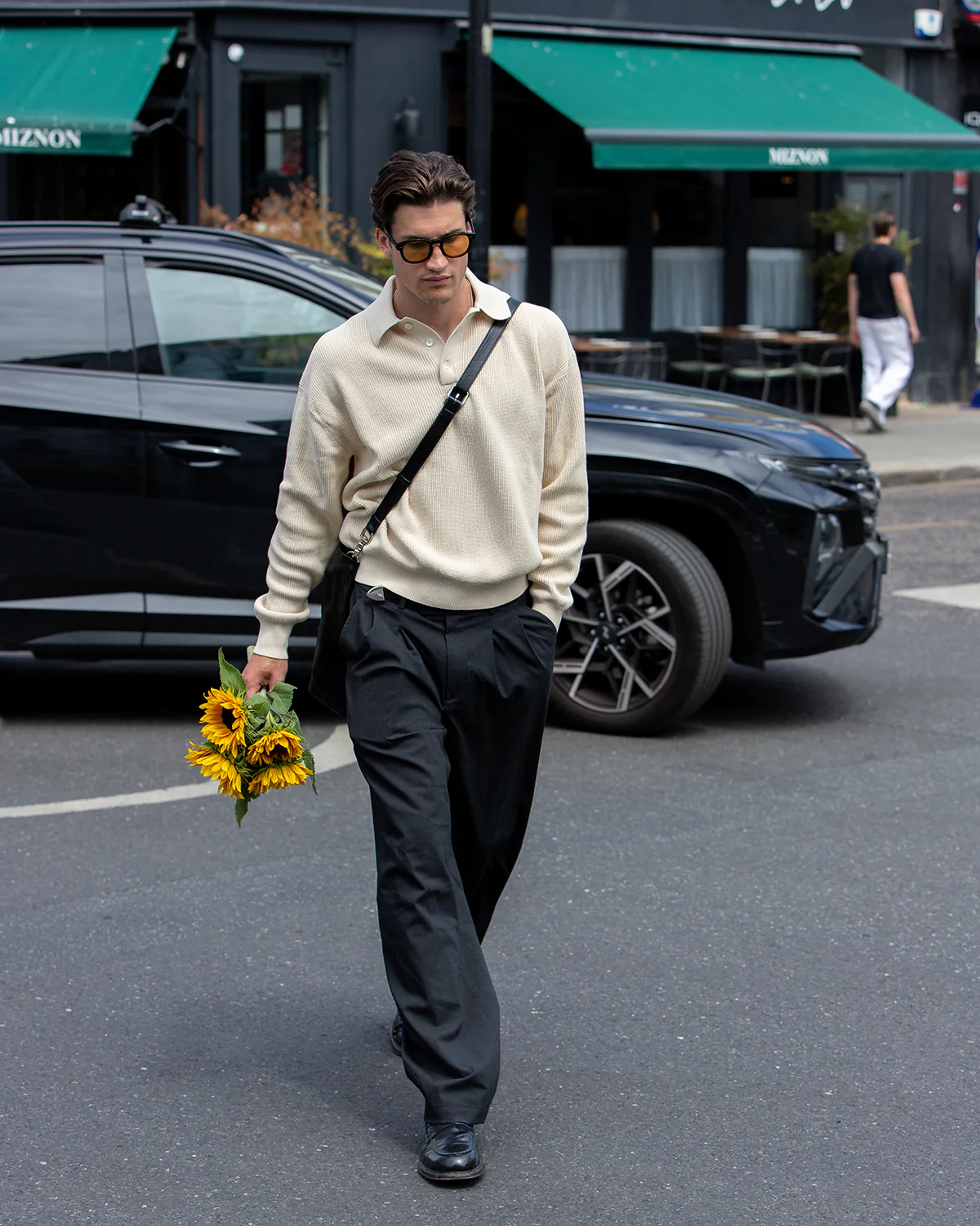 Knit Polo Sweater - Stone - Image 6