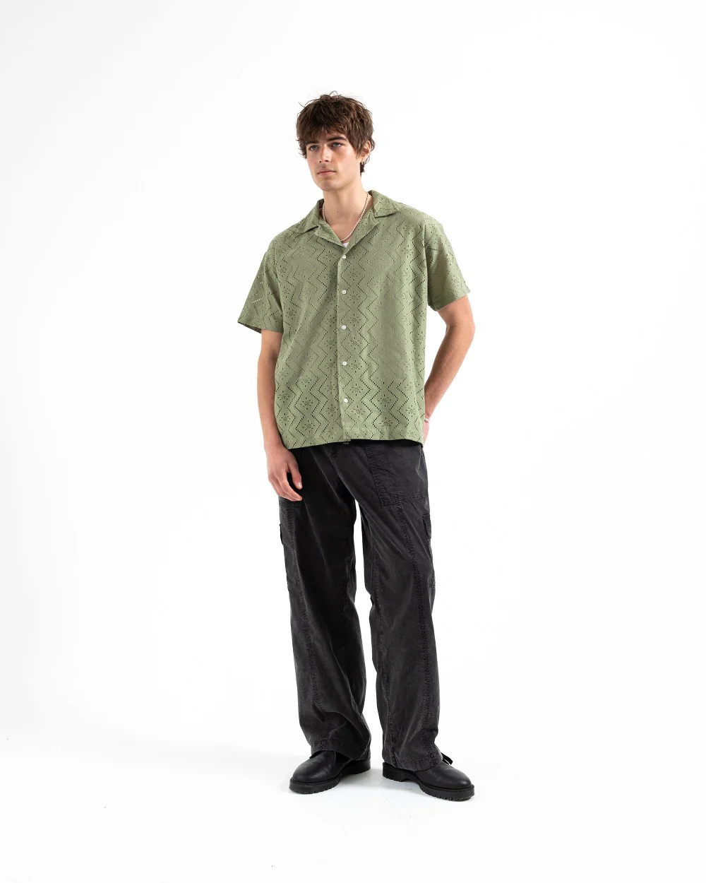 Lace Shirt - Olive - Image 3