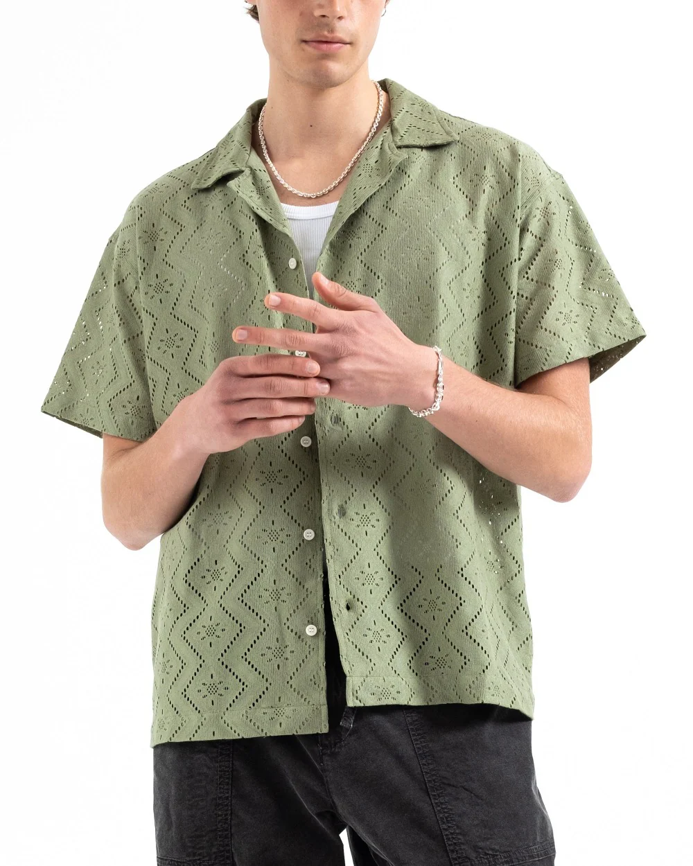 Lace Shirt - Olive - Image 4