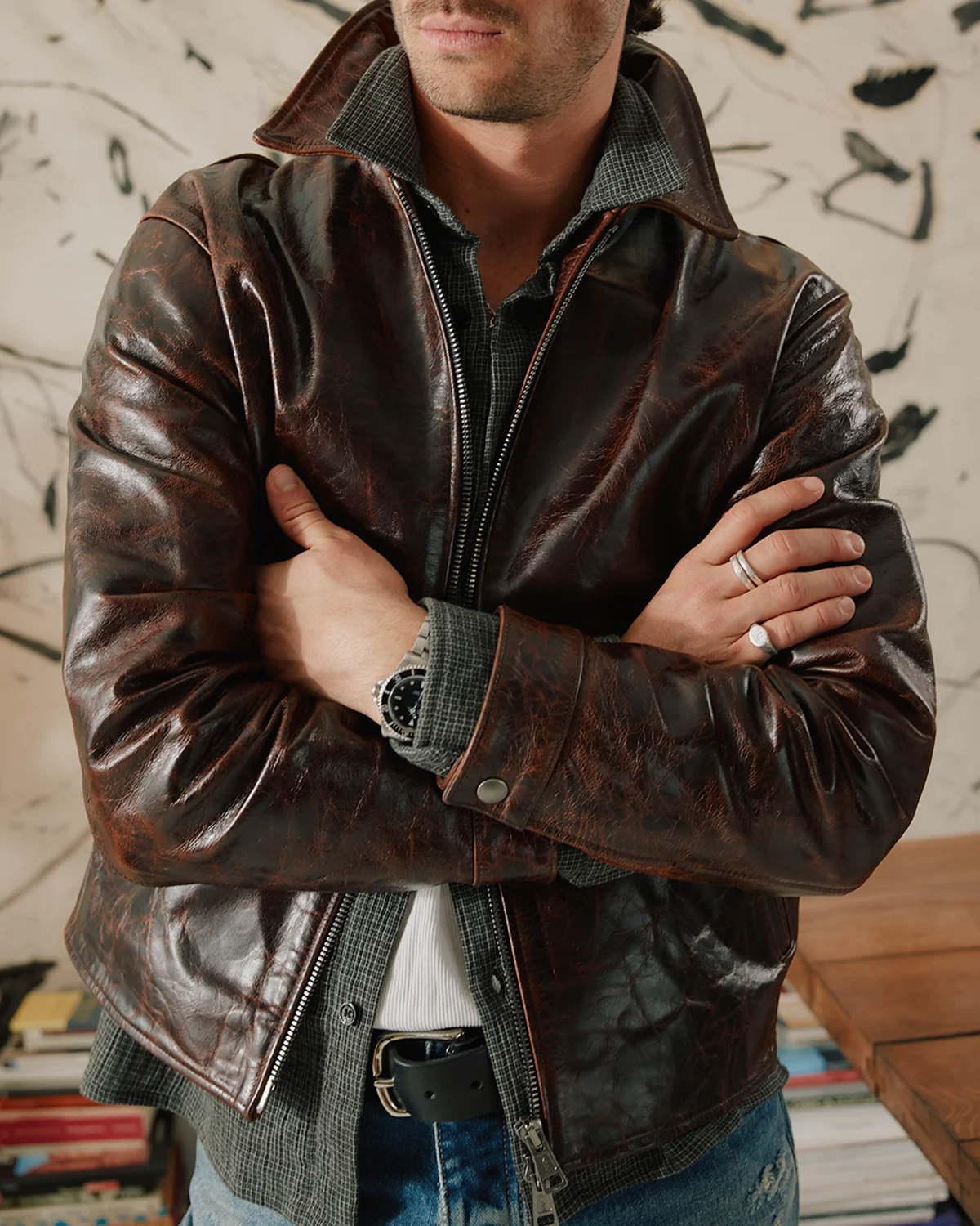 Leather Jacket - Cognac Brown - Image 6