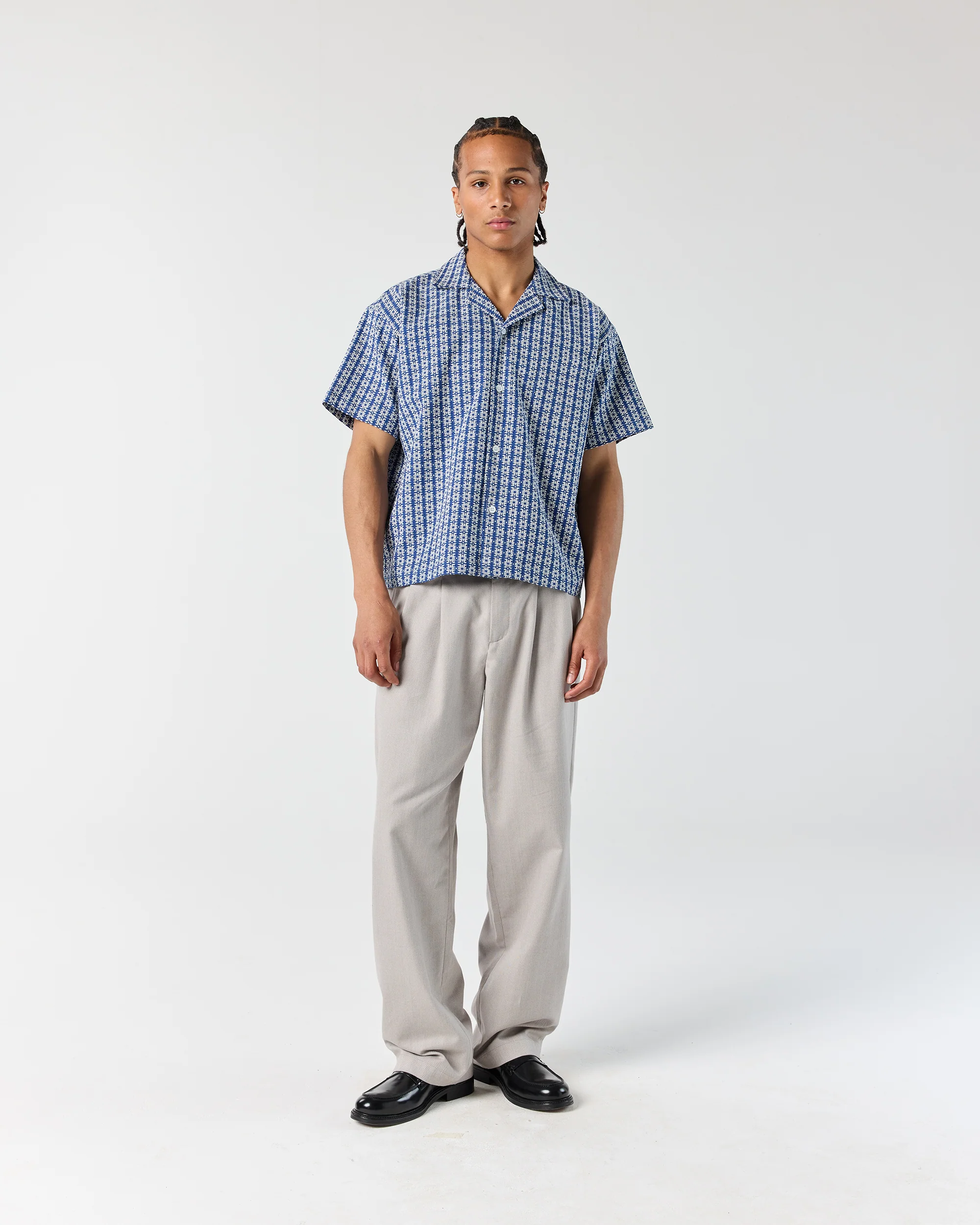 Pleated Pant - Grey Herringbone - Image 3