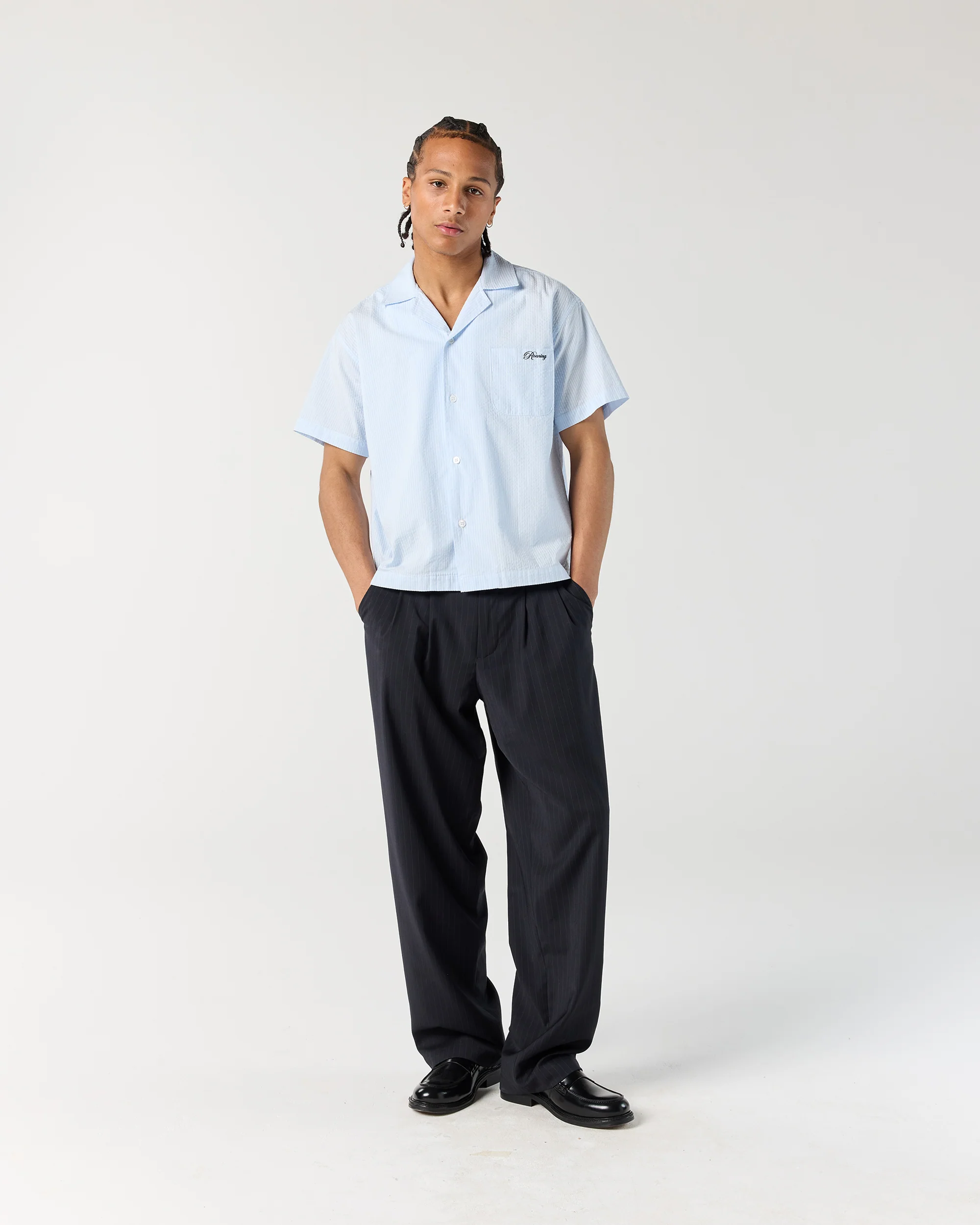 Pleated Pant - Navy Pinstripe - Image 3