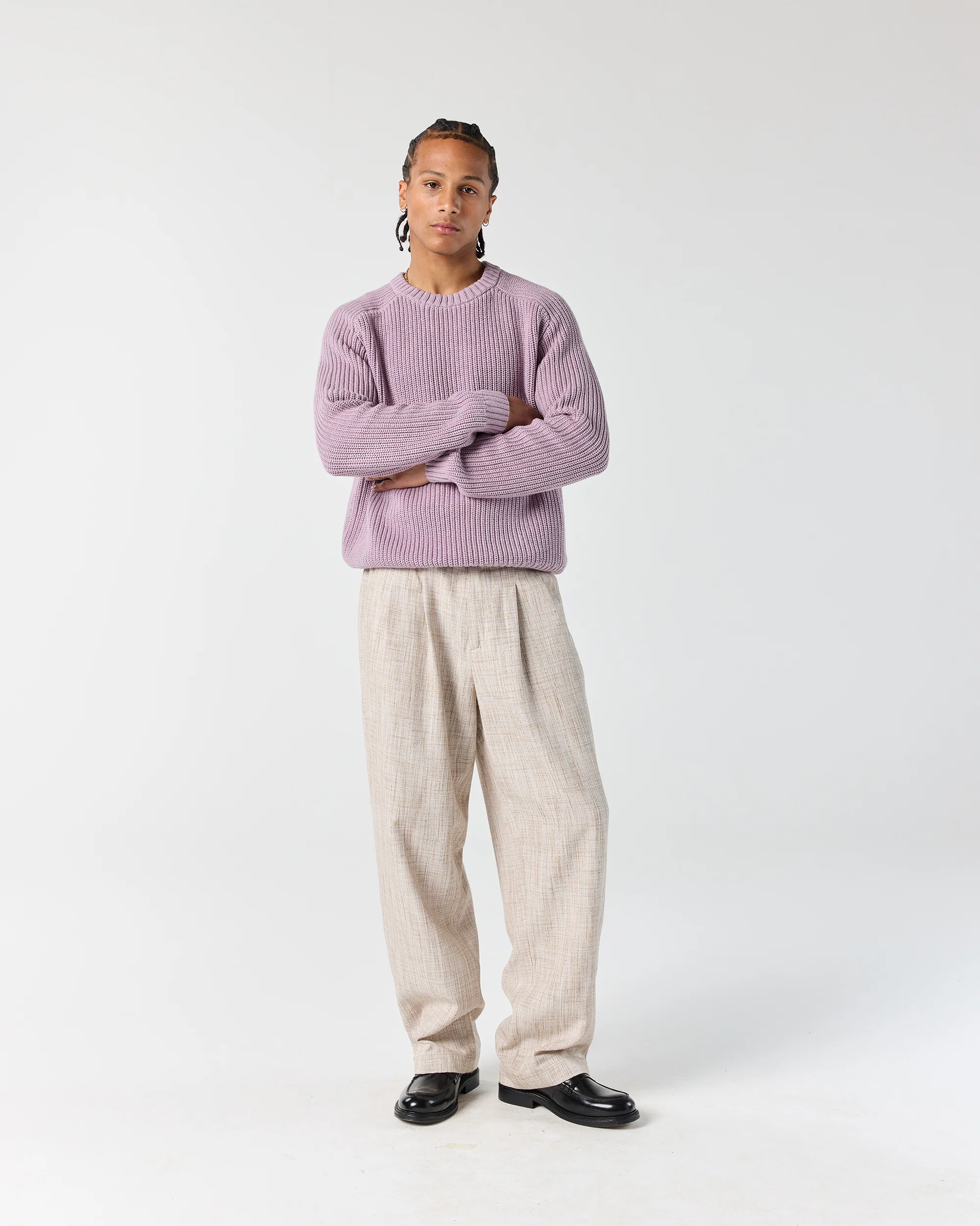 Pleated Pant - Sand Melange - Image 3