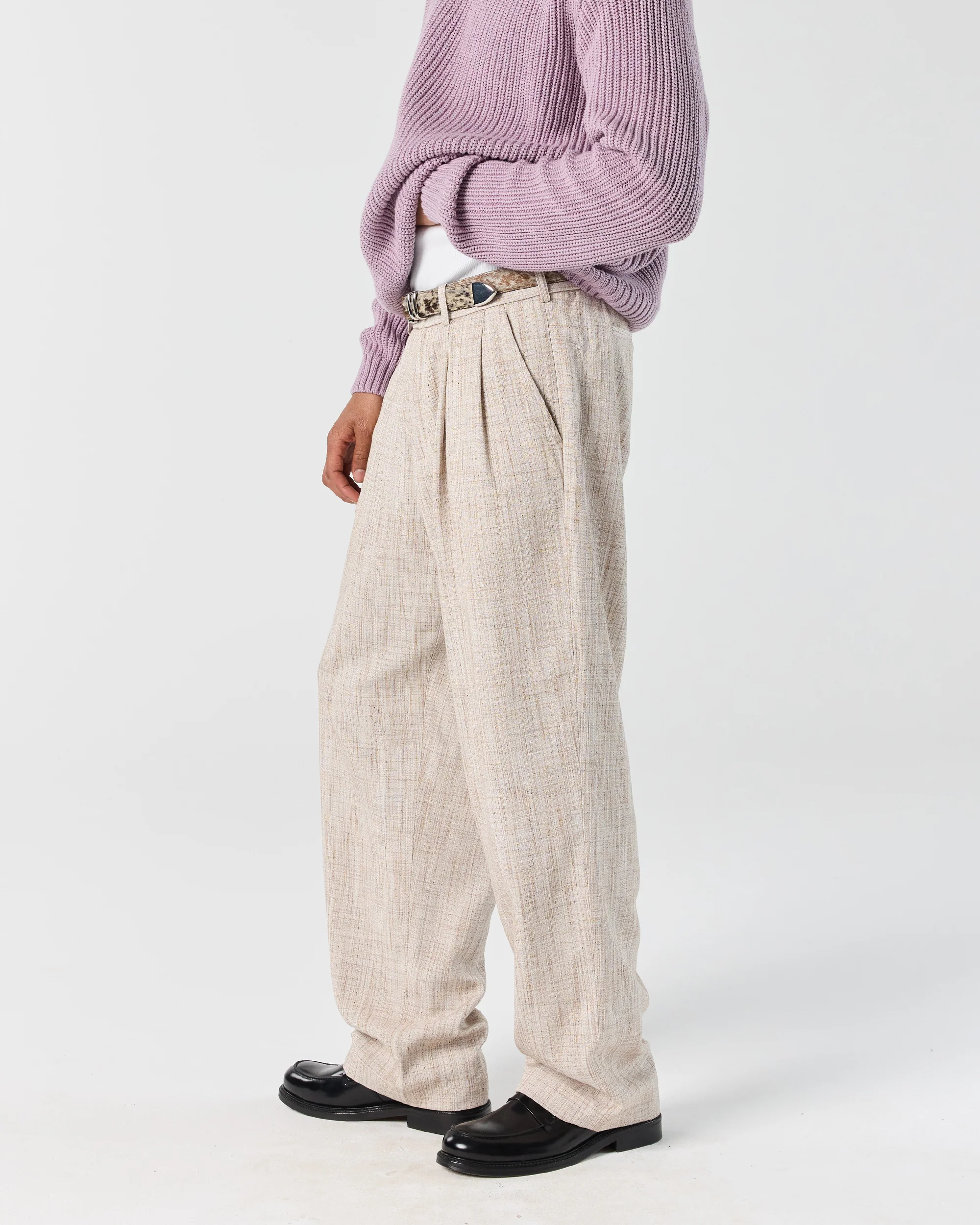 Pleated Pant - Sand Melange - Image 5