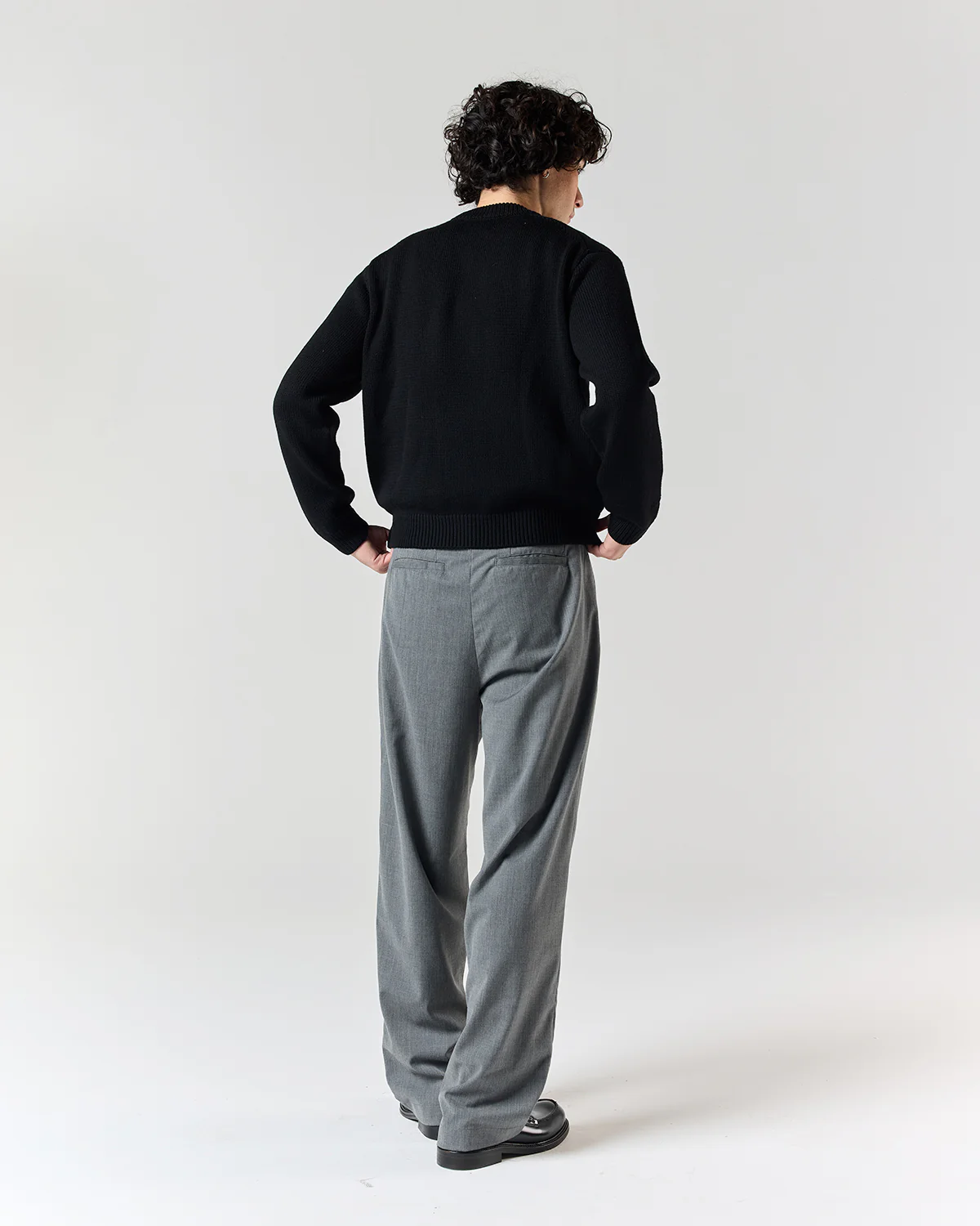 Pure Merino Knit Sweater - Black - Image 3