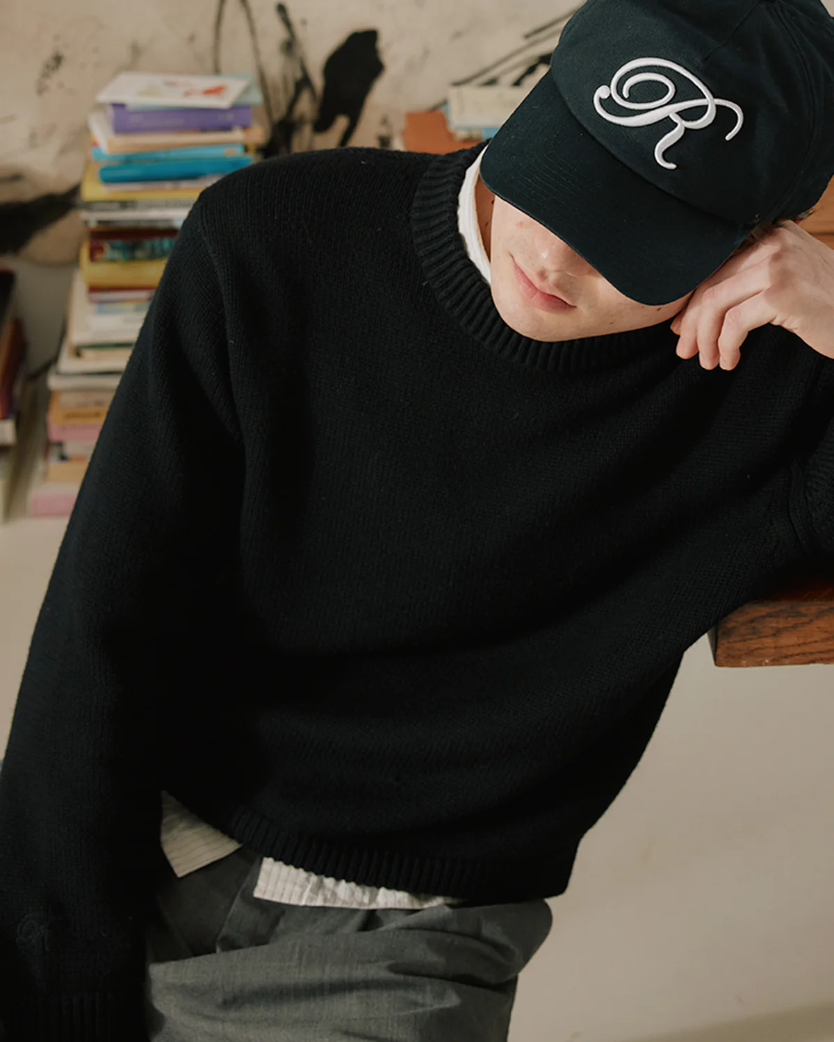 Pure Merino Knit Sweater - Black - Image 5
