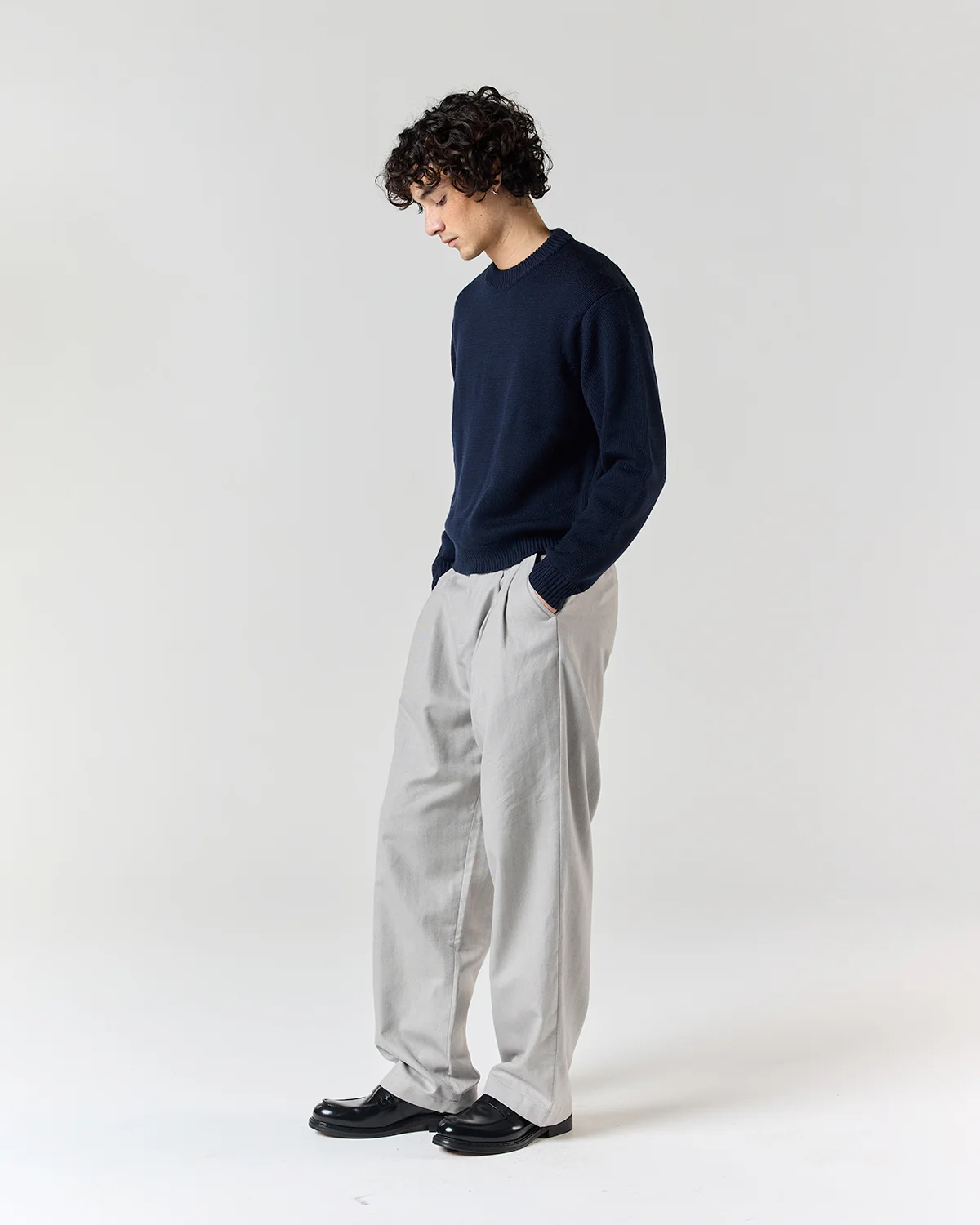 Pure Merino Knit Sweater - Navy - Image 3