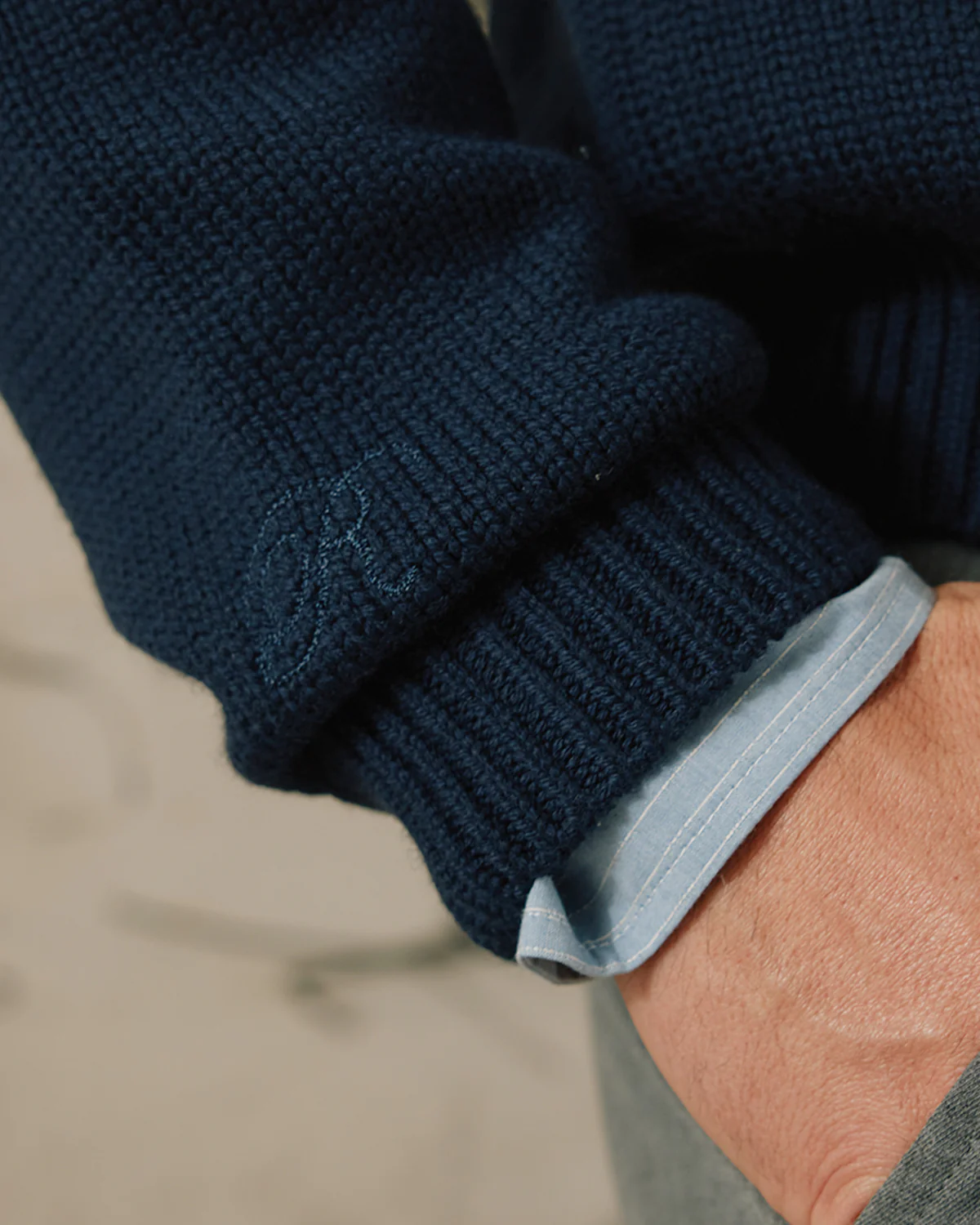 Pure Merino Knit Sweater - Navy - Image 6