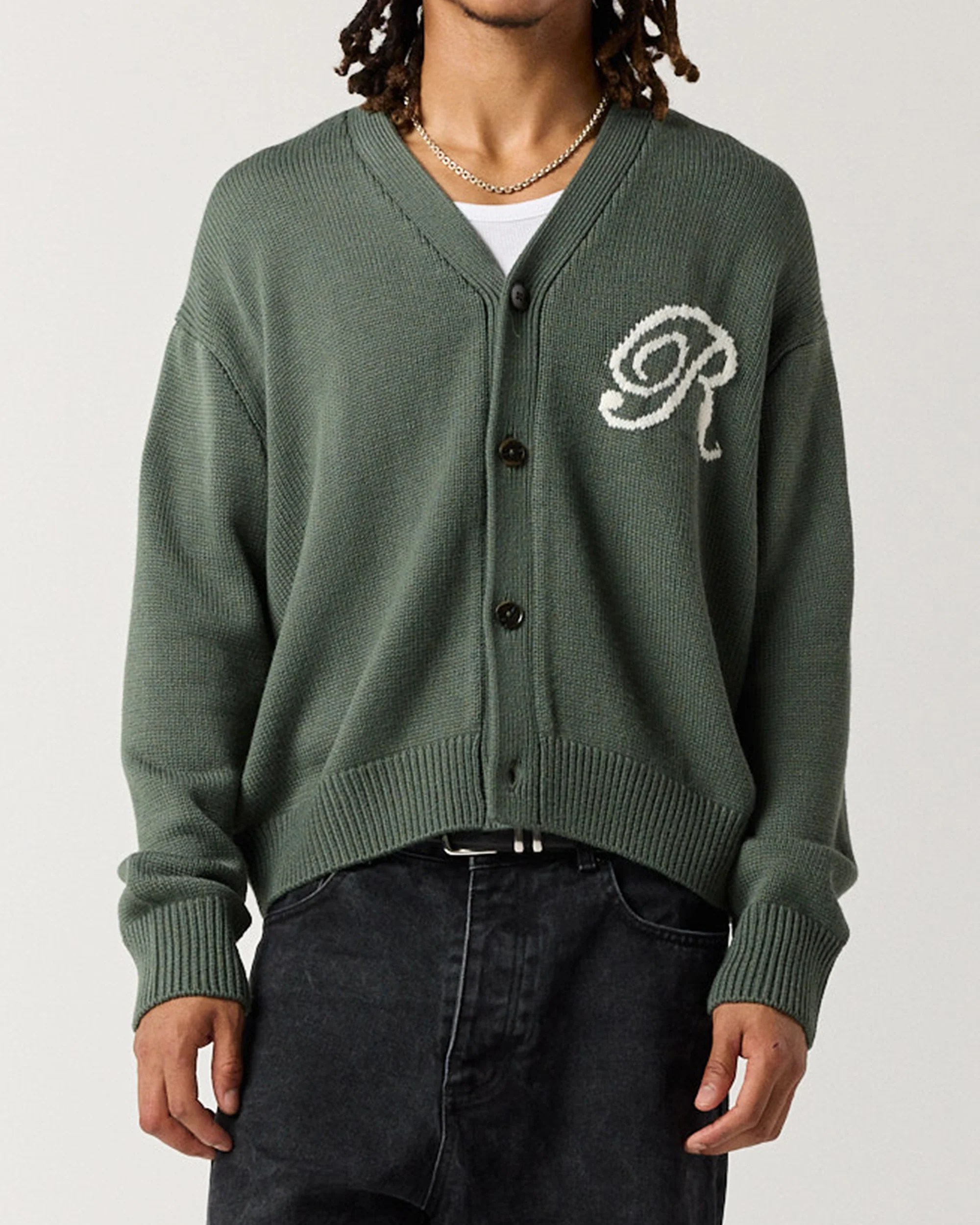 Merino R Cardigan - Sage Green - Image 3