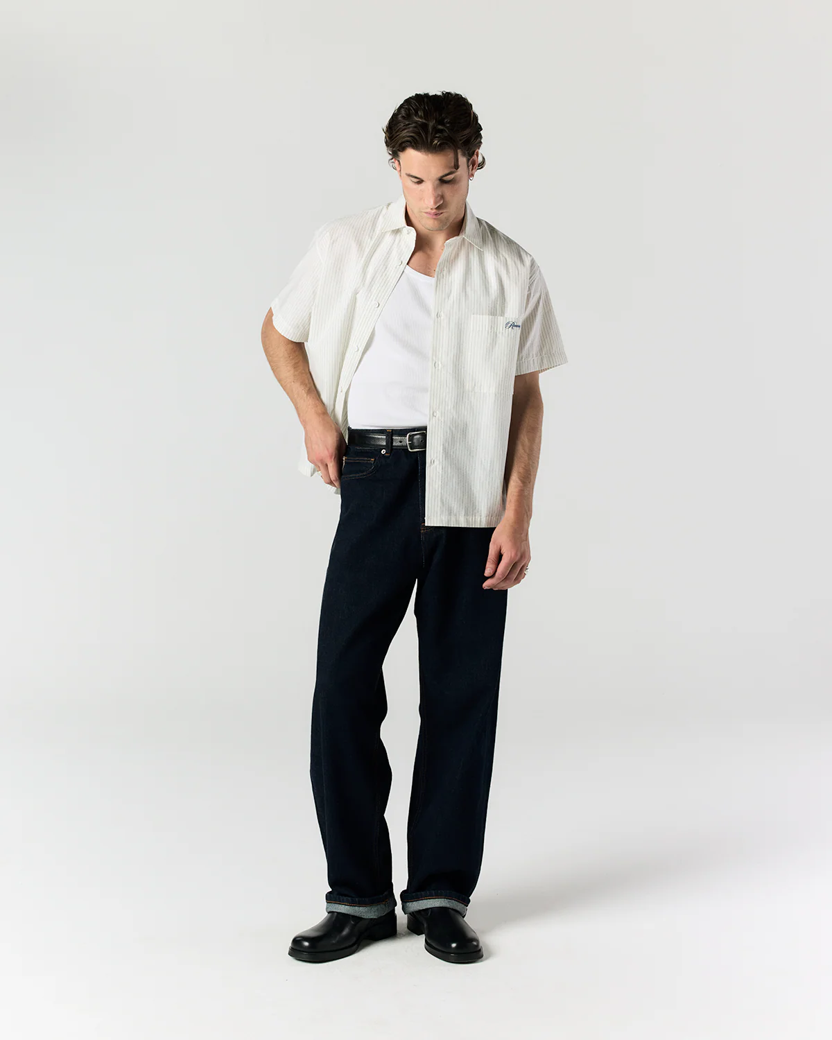 Short Sleeve Shirt - Cream Stripe - Image 3