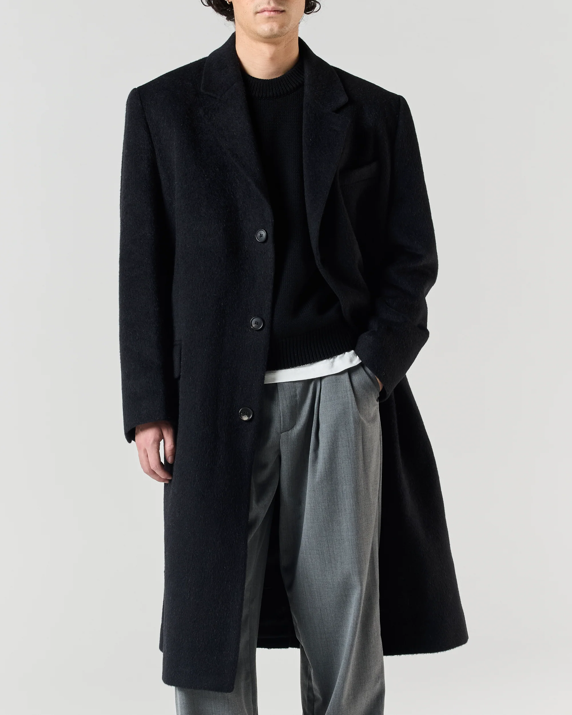 Wool Overcoat - Black - Image 3